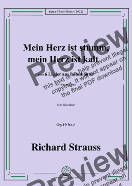 page one of Richard Strauss-Mein Herz ist stumm,mein Herz ist kalt,in b flat minor