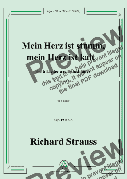 page one of Richard Strauss-Mein Herz ist stumm,mein Herz ist kalt,in c minor