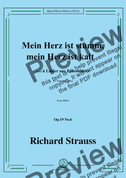 page one of Richard Strauss-Mein Herz ist stumm,mein Herz ist kalt,in g minor