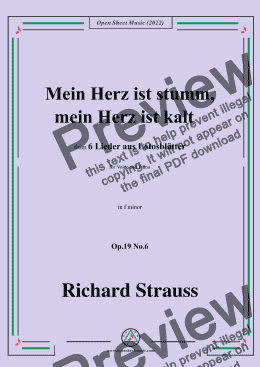 page one of Richard Strauss-Mein Herz ist stumm,mein Herz ist kalt,in f minor