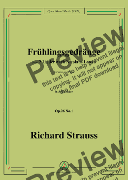 page one of Richard Strauss-Frühlingsgedränge,in A flat Major