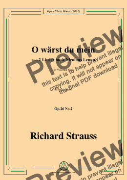 page one of Richard Strauss-O wärst du mein,in b flat minor,Op.26 No.2