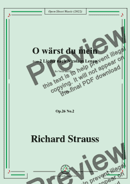 page one of Richard Strauss-O wärst du mein,in e minor