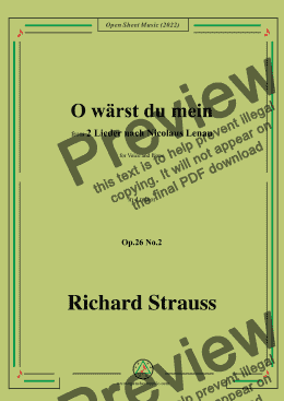 page one of Richard Strauss-O wärst du mein,in d minor,Op.26 No.2