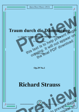 page one of Richard Strauss-Traum durch die Dämmerung,in E flat Major