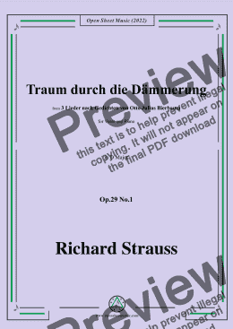 page one of Richard Strauss-Traum durch die Dämmerung,in D Major