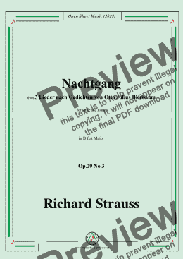 page one of Richard Strauss-Nachtgang,in B flat Major,Op.29 No.3