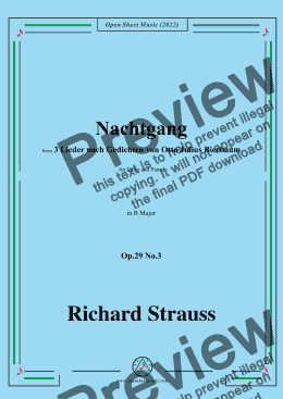 page one of Richard Strauss-Nachtgang,in B Major,Op.29 No.3