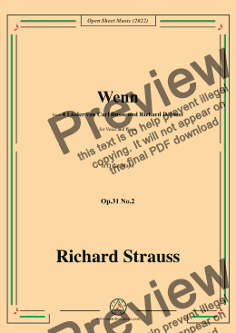 page one of Richard Strauss-Wenn,in D flat Major,Op.31 No.2