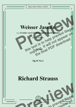 page one of Richard Strauss-Weißer Jasmin,in e flat minor,Op.31 No.3