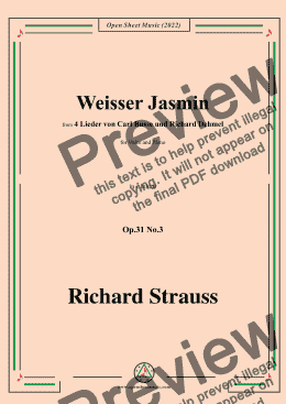 page one of Richard Strauss-Weißer Jasmin,in c minor,Op.31 No.3