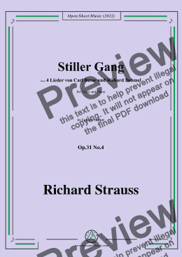 page one of Richard Strauss-Stiller Gang,in f sharp minor,Op.31 No.4