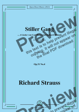 page one of Richard Strauss-Stiller Gang,in e flat minor,Op.31 No.4