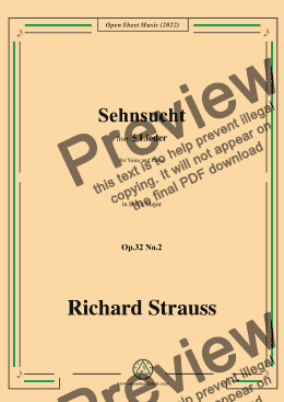 page one of Richard Strauss-Sehnsucht,in B flat Major