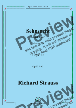 page one of Richard Strauss-Sehnsucht,in C sharp Major,Op.32 No.2