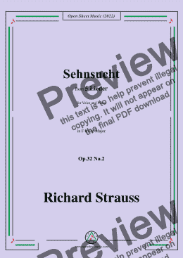 page one of Richard Strauss-Sehnsucht,in F sharp Major,Op.32 No.2