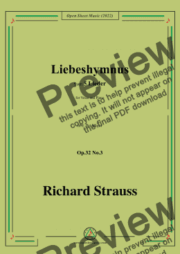 page one of Richard Strauss-Liebeshymnus,in E flat Major,Op.32 No.3