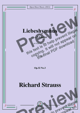 page one of Richard Strauss-Liebeshymnus,in F Major,Op.32 No.3