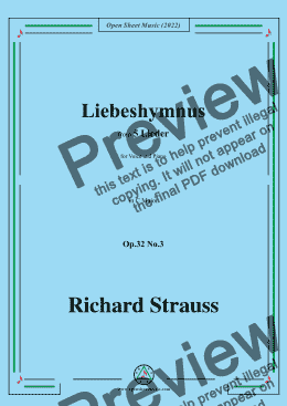 page one of Richard Strauss-Liebeshymnus,in C Major,Op.32 No.3