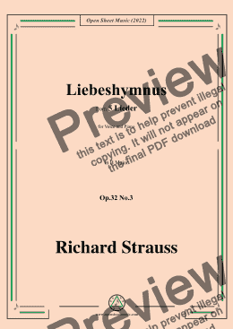 page one of Richard Strauss-Liebeshymnus,in B Major,Op.32 No.3