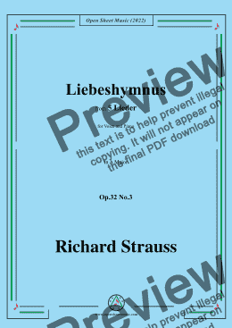 page one of Richard Strauss-Liebeshymnus,in A Major,Op.32 No.3