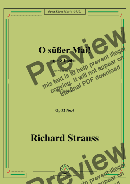 page one of Richard Strauss-O süßer Mai!,in B flat Major,Op.32 No.4