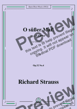 page one of Richard Strauss-O süßer Mai!,in C Major,Op.32 No.4