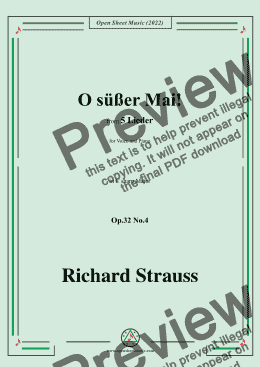 page one of Richard Strauss-O süßer Mai!,in C sharp Major,Op.32 No.4,