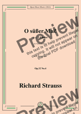 page one of Richard Strauss-O süßer Mai!,in F sharp Major,Op.32 No.4