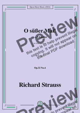 page one of Richard Strauss-O süßer Mai!,in F Major,Op.32 No.4