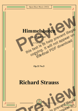 page one of Richard Strauss-Himmelsboten,in E Major,Op.32 No.5