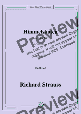 page one of Richard Strauss-Himmelsboten,in E flat Major,Op.32 No.5