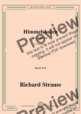 page one of Richard Strauss-Himmelsboten,in D Major,Op.32 No.5