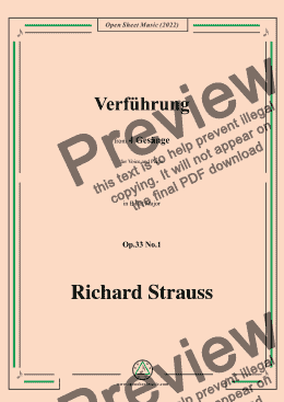 page one of Richard Strauss-Verführung,in E flat Major,Op.33 No.1