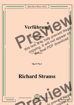 page one of Richard Strauss-Verführung,in C sharp Major,Op.33 No.1