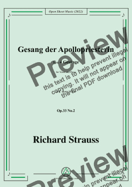 page one of Richard Strauss-Gesang der Apollopriesterin,in C sharp Major,Op.33 No.2