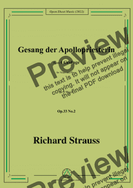 page one of Richard Strauss-Gesang der Apollopriesterin,in D Major,Op.33 No.2