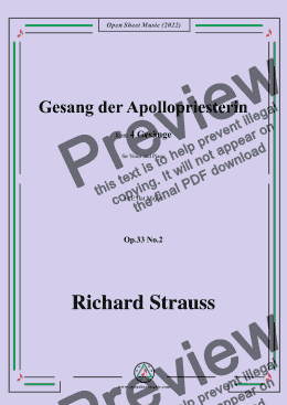 page one of Richard Strauss-Gesang der Apollopriesterin,in E flat Major,Op.33 No.2