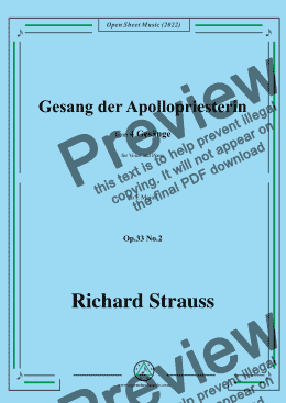 page one of Richard Strauss-Gesang der Apollopriesterin,in E Major,Op.33 No.2