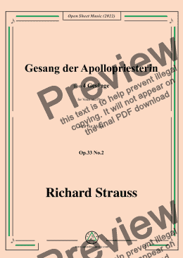 page one of Richard Strauss-Gesang der Apollopriesterin,in B flat Major,Op.33 No.2