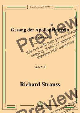 page one of Richard Strauss-Gesang der Apollopriesterin,in B Major,Op.33 No.2