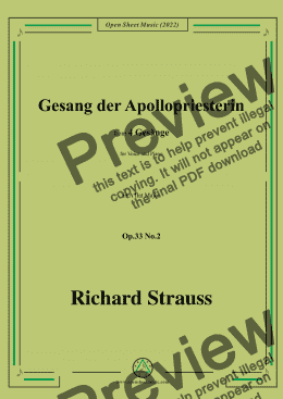 page one of Richard Strauss-Gesang der Apollopriesterin,in A flat Major,Op.33 No.2