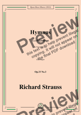 page one of Richard Strauss-Hymnus,in F Major,Op.33 No.3