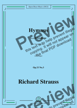 page one of Richard Strauss-Hymnus,in E Major,Op.33 No.3