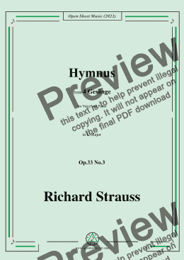 page one of Richard Strauss-Hymnus,in C Major,Op.33 No.3