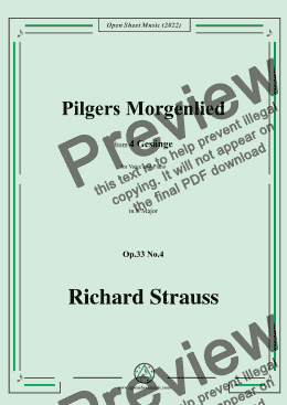 page one of Richard Strauss-Pilgers Morgenlied,in E Major,Op.33 No.4