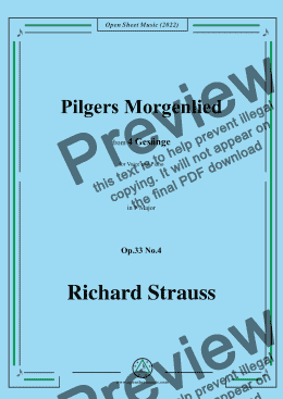 page one of Richard Strauss-Pilgers Morgenlied,in F Major,Op.33 No.4