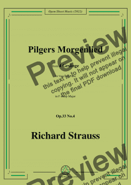 page one of Richard Strauss-Pilgers Morgenlied,in F sharp Major,Op.33 No.4