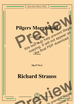 page one of Richard Strauss-Pilgers Morgenlied,in G Major,Op.33 No.4