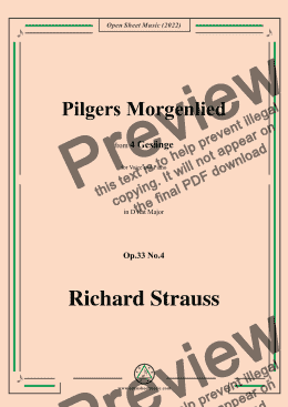 page one of Richard Strauss-Pilgers Morgenlied,in D flat Major,Op.33 No.4